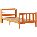 Bed Frame with Headboard without Mattress Wax Brown 75x190 cm Small Single 3306590