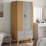 Wardrobe OLDEN Grey and Brown 76.5x53x172 cm Solid Wood Pine 358595