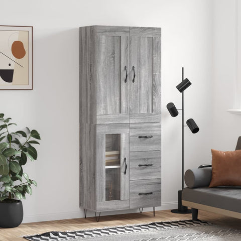 Highboard Grey Sonoma 69.5x34x180 cm Engineered Wood 3199975