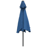 Garden Parasol with LED Lights and Steel Pole 300 cm Azure 47135
