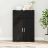 Sideboard with Drawer Black Oak 60 x 30 x 84 cm Engineered Wood 871427