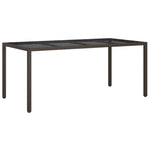 Garden Table Brown 190x90x75 cm Tempered Glass and Poly Rattan 316711