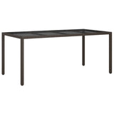 Garden Table Brown 190x90x75 cm Tempered Glass and Poly Rattan 316711
