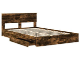 Storage Bed with Drawer Smoked Oak 120 x 200 cm Engineered Wood 3410816