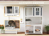 Wooden Catio Cat Outdoor Enclosure, Cat Cage with Waterproof Roof, Platforms, for Multiple Cats, T3398P552690
