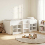 Loft Bed Frame with Cabinet 3 pcs White Engineered Wood 3423406