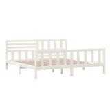 3101174 Bed Frame without Mattress White Solid Wood 200x200 cm