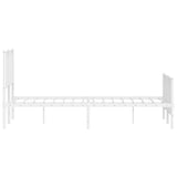 ZNTS Metal Bed Frame with Headboard and Footboard White 140x190 cm 374504