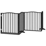 Dog Gate with Door Foldable 12 Panels Black 960 cm Poplar Wood 3155632