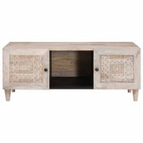 Coffee Table with Door Beige 100 x 54 x 40 cm Solid Acacia wood 4018128