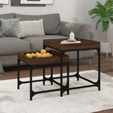 ZNTS Side Tables 2 pcs Brown Oak Engineered Wood 823286