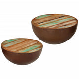 Bowl-shaped Coffee Tables 2 pcs Solid Wood Reclaimed 352050