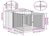Dog House with Run Light Grey 117x201x123 cm Galvanised Steel 172352