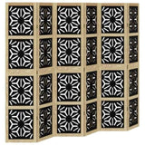 Room Divider 6 Panels Brown and Black Solid Wood Paulownia 358810
