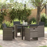 Garden Dining Set 5 pcs Grey Poly Rattan 3380597