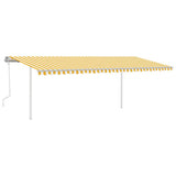 Manual Retractable Awning with LED 6x3.5 m Yellow and White 3070083