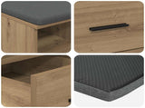 Hall Bench with Cushion with Drawer Artisan Oak 60 x 38 x 46 cm 891455