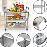 3 Tier Stainless Steel Trolley Cart Kitchen Restaurant Serving Catering Train UK 58929497