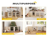 4 Panel Freestanding Pet Gate, Indoor Dog Barrier with Lockable Door, Support Feet, 360&deg Flexible T3398P425272