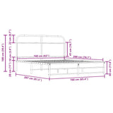 Metal Bed Frame without Mattress Smoked Oak 160x200 cm 3318673