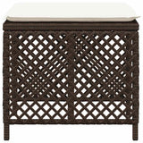 Garden Stools with Cushions 4 pcs Brown 41x41x36 cm Poly Rattan 365051