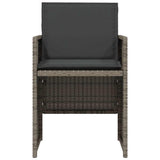 3 Piece Bistro Set with Cushions Grey Poly Rattan 365064