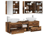 Bathroom Furniture Set 5 pcs Old Wood Engineered Wood and Glass 3406973
