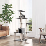 Cat Tree with Sisal Scratching Posts Light Grey 142 cm 171592
