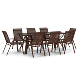 9 Piece Garden Dining Set Brown and Black 3095978