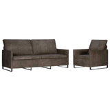 Sofa Set 2 pcs Dark Grey Faux Suede Fabric 3433128