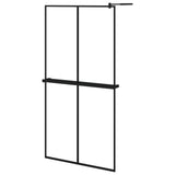 ZNTS Walk-in Shower Wall with Shelf Black 100x195 cm ESG Glass&Aluminium 3185468