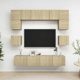 8 Piece TV Cabinet Set Sonoma Oak Engineered Wood 3079006