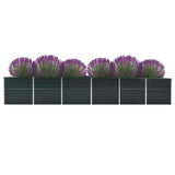 Garden Raised Bed Galvanised Steel 480x80x77 cm Anthracite 47071