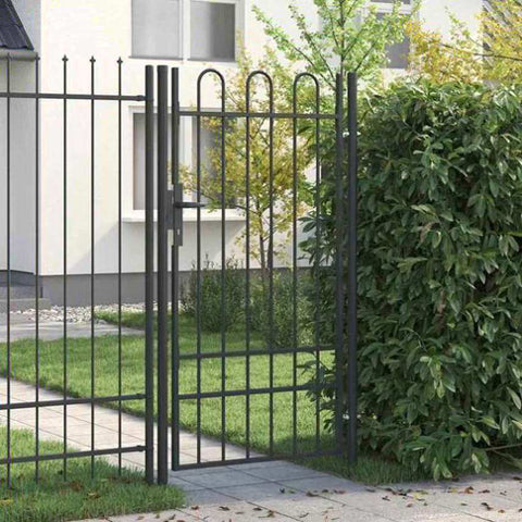 Fence Gate Grey 100 x 175 cm Powder coated steel 42008870