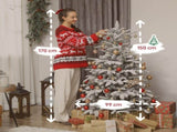 5 ft Artificial Flocked Christmas Tree with 717 Branches, Hinged Xmas Tree with Foldable Metal T3398P424883