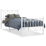 Metal Bed Frame without Mattress with Footboard White 80x200cm 376186
