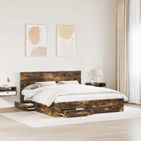 Bed Frame with Drawer Smoked Oak 180 x 200 cm Engineered Wood 3408233