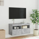 TV Wall Cabinet with LED Lights Concrete Grey 80x30x40 cm 837203