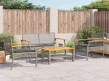 4 Piece Garden Lounge Set with Cushions Grey Poly Rattan 366267