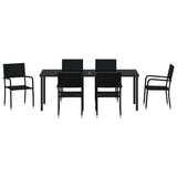 Garden Dining Set with Cushion 7 pcs Black Poly Rattan 3380041