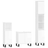 ZNTS 3 Piece Bathroom Cabinet Set High Gloss White Engineered Wood 3187799