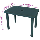43593 Garden Table Green 101x68x72 cm Plastic