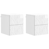 Wall-Mounted Bedside Cabinet 2 pcs High Gloss White 898814