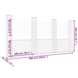 U-shape Gabion Basket with 4 Posts Iron 380x20x200 cm 151291