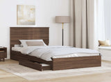 Storage Bed with Drawer Brown Oak 100 x 200 cm Engineered Wood 3411242