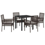 Garden Dining Set with Cushion 5 pcs Brown Poly rattan 3379871