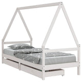 Kids Bed Frame with Drawers White 80x200 cm Solid Wood Pine 834466