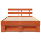 Bed Frame with Headboard Wax Brown 140 x 190 cm Solid Pine Wood 872490