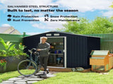 9 x 6ft Metal Bicycle Shed, Outdoor Storage Tool House with Ventilation Slots, Foundation Kit and T3398P377668