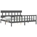 Bed Frame without Mattress Grey 200x200 cm Solid Wood Pine 3193358